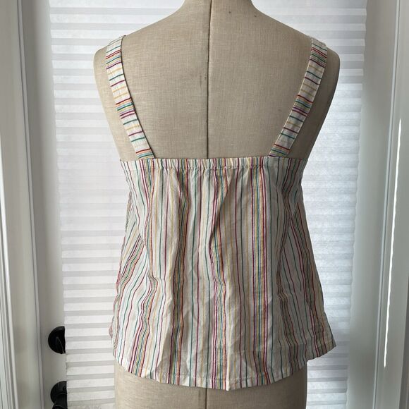 Madewell Raibnbow Striped Cami Blouse top button front, size XS, 100% Cotton - Picture 5 of 8